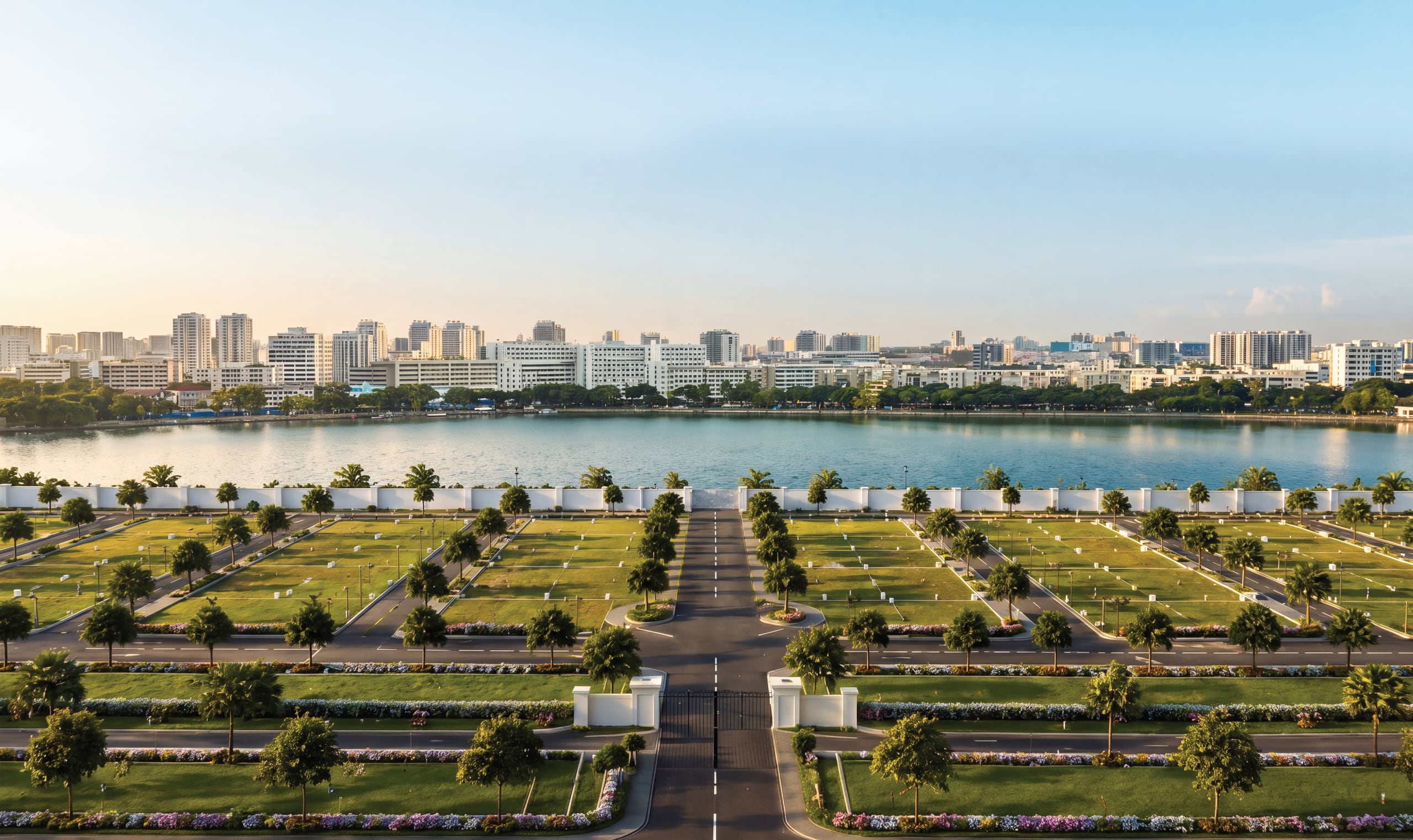 Ocean Wave plotted community overlooking the lake and Chennai skyline